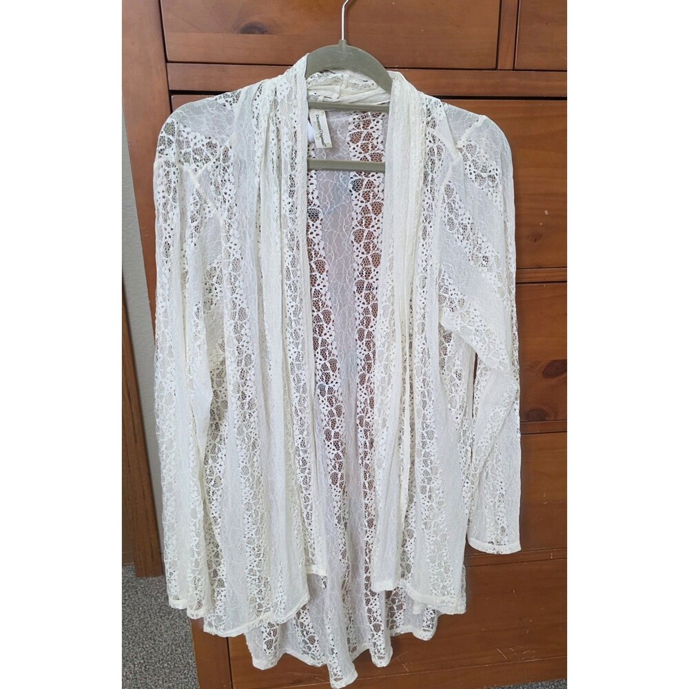 Decorated Originals Lace Kimono Size 3XL Cream Open Front Coastal Cottagecore